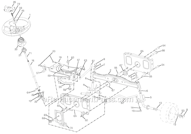 Steering Diagram and Parts List for PB20H42LT 2008-04 Poulan Lawn Tractor