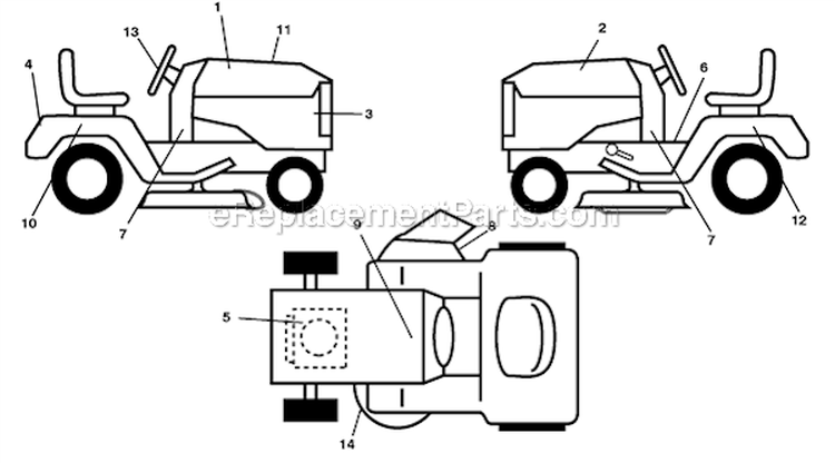 Decals Diagram and Parts List for PB20H46YT 2006-12 Poulan Lawn Tractor