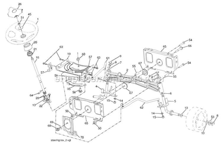 Steering_Assembly Diagram and Parts List for PB20H46YT 2006-12 Poulan Lawn Tractor