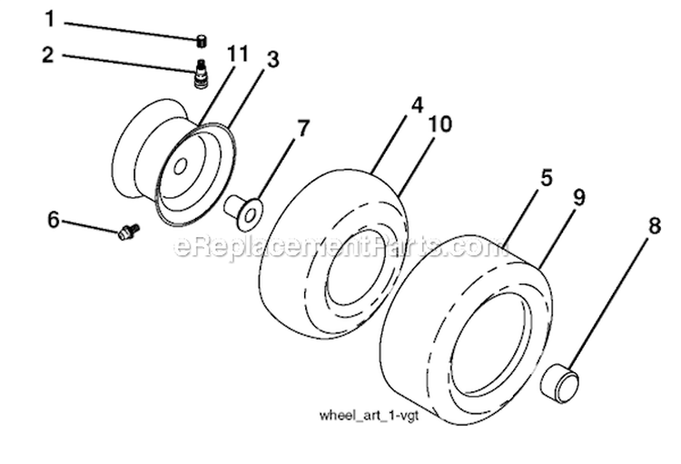 Wheels_And_Tires Diagram and Parts List for PB20H46YT 2008-03 Poulan Lawn Tractor
