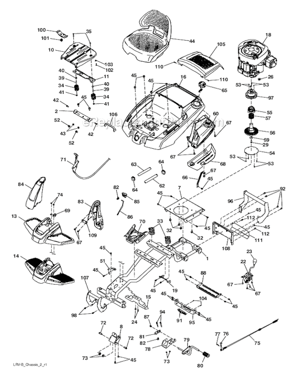 Mower_Deck Diagram and Parts List for PB30  Poulan Lawn Tractor