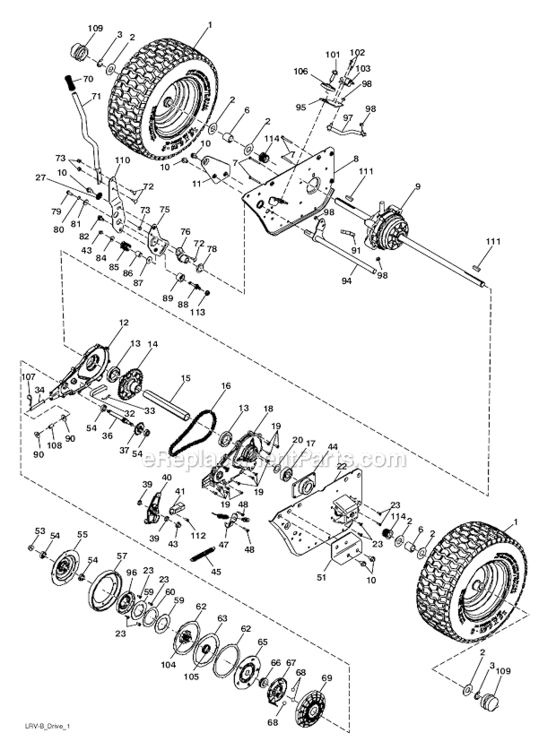 Steering Diagram and Parts List for PB30  Poulan Lawn Tractor