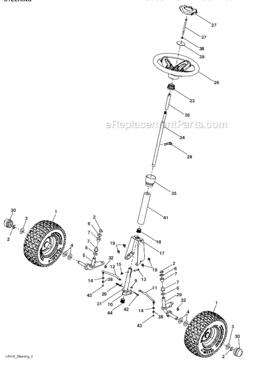 Drive Diagram and Parts List for PB30  Poulan Lawn Tractor