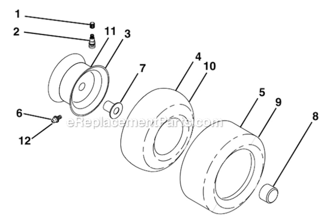 Wheels_And_Tires Diagram and Parts List for PBGT2254 96022000201 Poulan Lawn Tractor