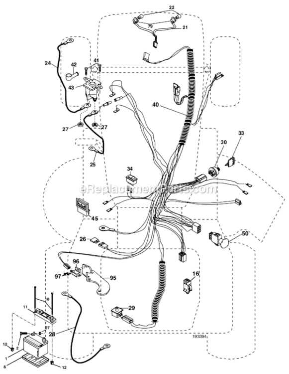 Electrical Diagram and Parts List for PBGT2254 96022000201 Poulan Lawn Tractor