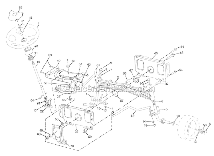 Steering Assembly Diagram and Parts List for PBGT22H54 2006-01 Poulan Lawn Tractor