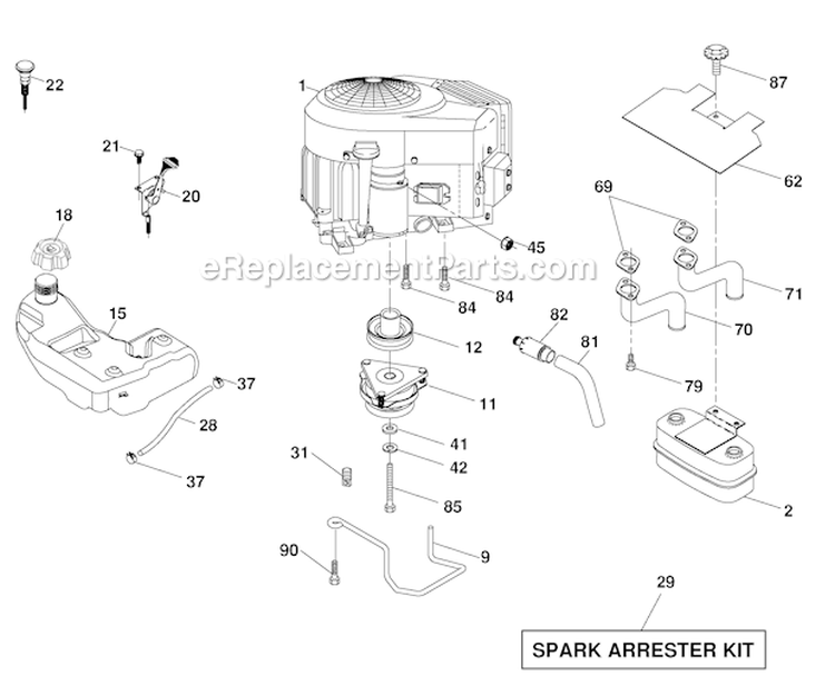 Engine Diagram and Parts List for PBGT22H54 2006-02 Poulan Lawn Tractor