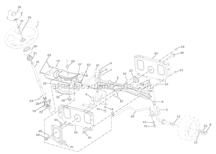 Steering Assembly Diagram and Parts List for PBGT22H54 2006-02 Poulan Lawn Tractor