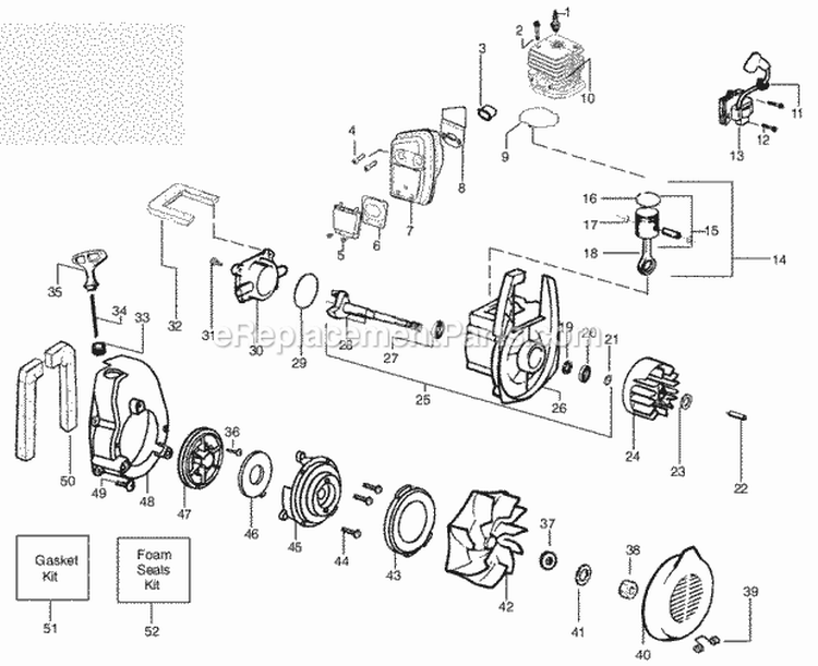 Page B Diagram and Parts List for PBV200LE Type1 Poulan Leaf Blower / Vacuum