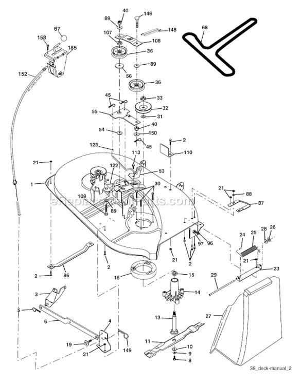 Mower_Deck Diagram and Parts List for PD15538LT  Poulan Lawn Tractor