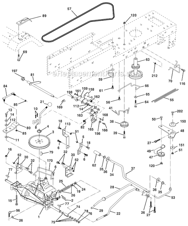 Drive Diagram and Parts List for PD1842ST  Poulan Lawn Tractor