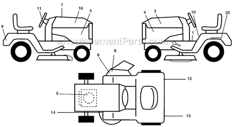 Decals Diagram and Parts List for PD1842ST  Poulan Lawn Tractor