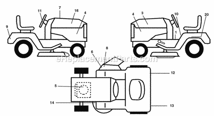 Decals Diagram and Parts List for PD185H42ST  Poulan Lawn Tractor