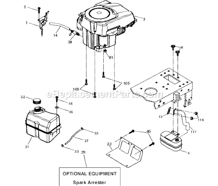 Page H Diagram and Parts List for PK1942LT 96012001500 Poulan Lawn Tractor