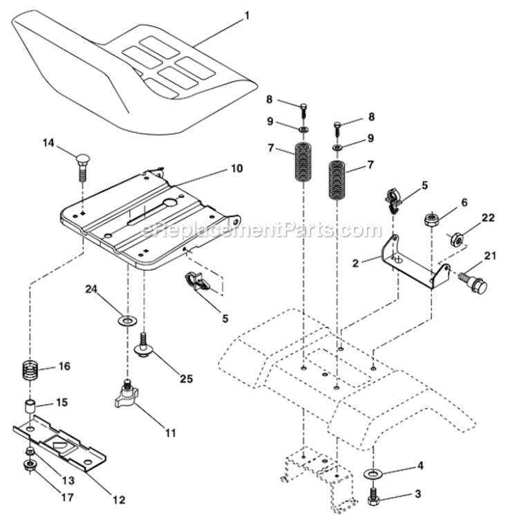 Seat_Assembly Diagram and Parts List for PK19H42LT 96012001600 Poulan Lawn Tractor