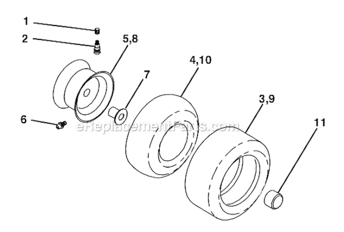 Wheels_And_Tires Diagram and Parts List for PK20H42YT 96012000700 Poulan Lawn Tractor