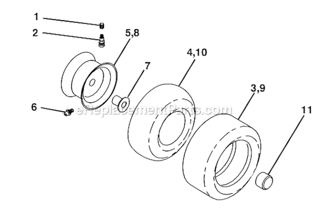 Wheels_And_Tires Diagram and Parts List for PK20H42YT 96017000200 Poulan Lawn Tractor
