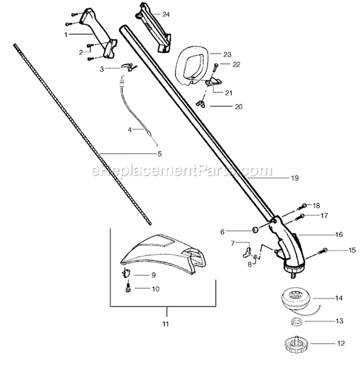 Page A Diagram and Parts List for PL25 Type 2 Poulan Trimmer