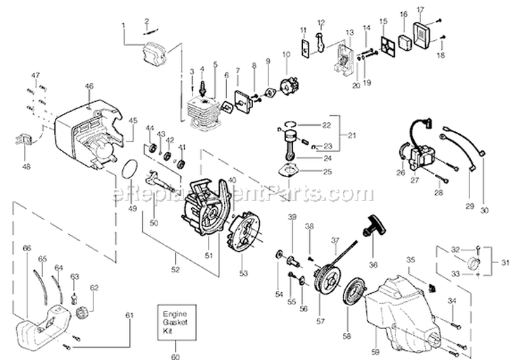 Page B Diagram and Parts List for PL25 Type 2 Poulan Trimmer