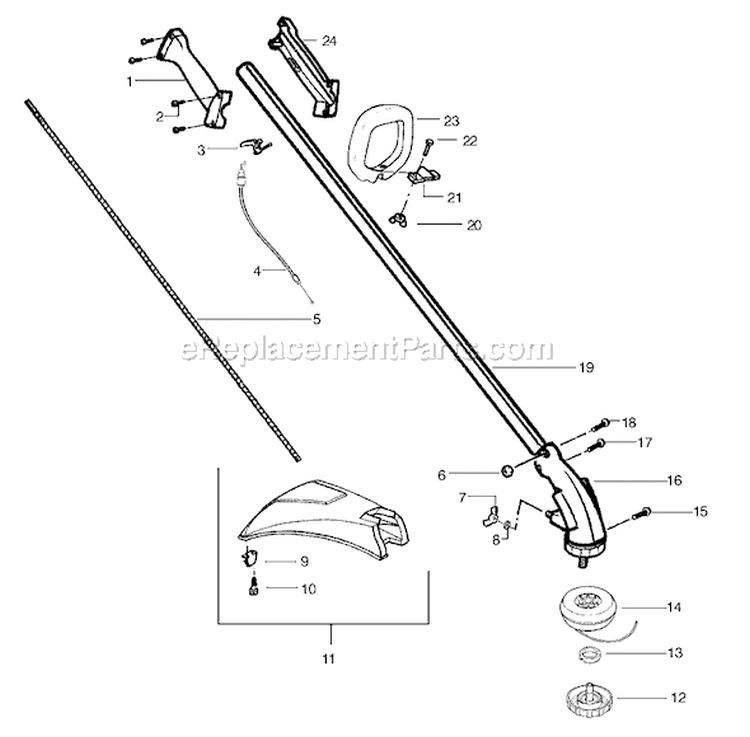 Page A Diagram and Parts List for PL25 Type 3 Poulan Trimmer