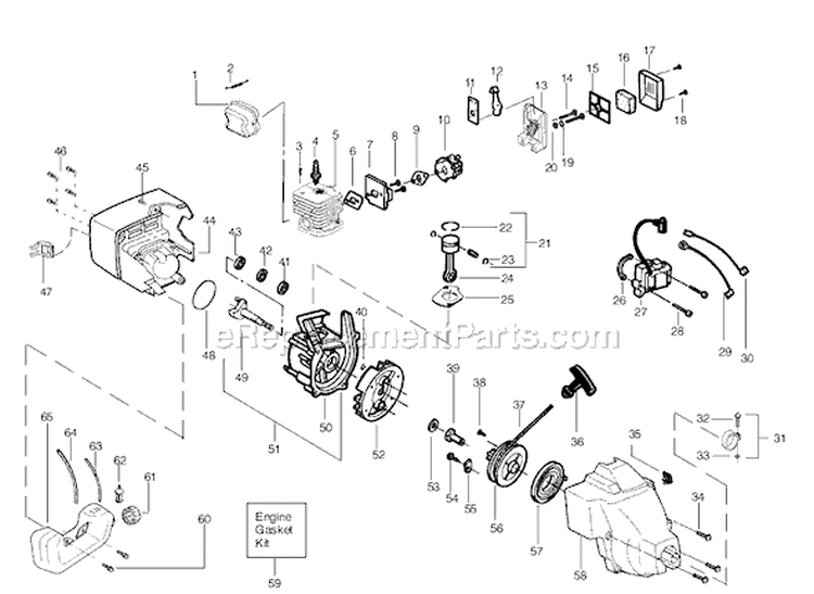 Page B Diagram and Parts List for PL25 Type 3 Poulan Trimmer