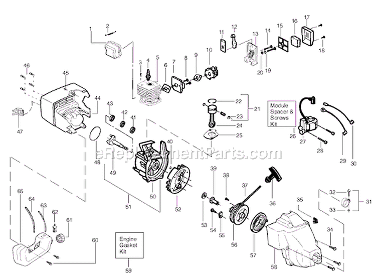Page B Diagram and Parts List for PL25 Type 4 Poulan Trimmer