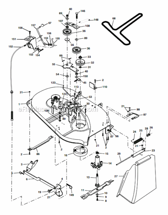 Mower_Deck Diagram and Parts List for PO1538D  Poulan Lawn Tractor