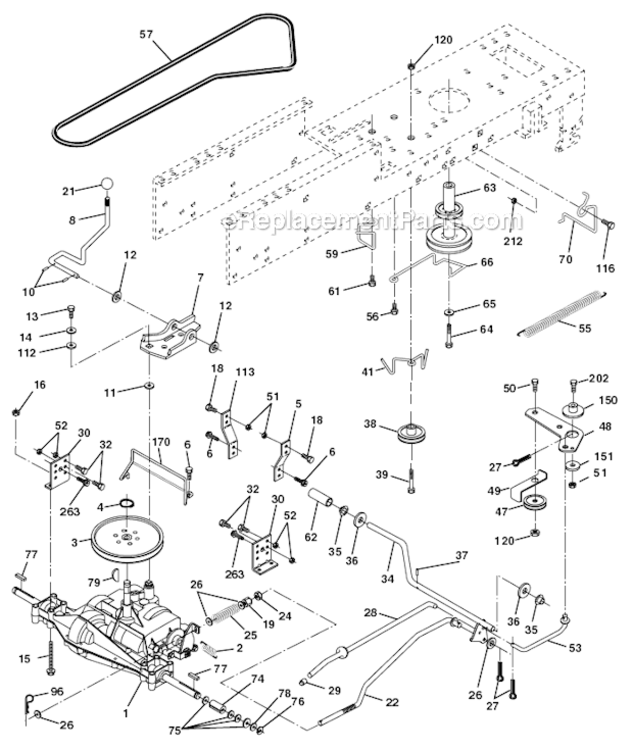 Drive Diagram and Parts List for PO15538D  Poulan Lawn Tractor