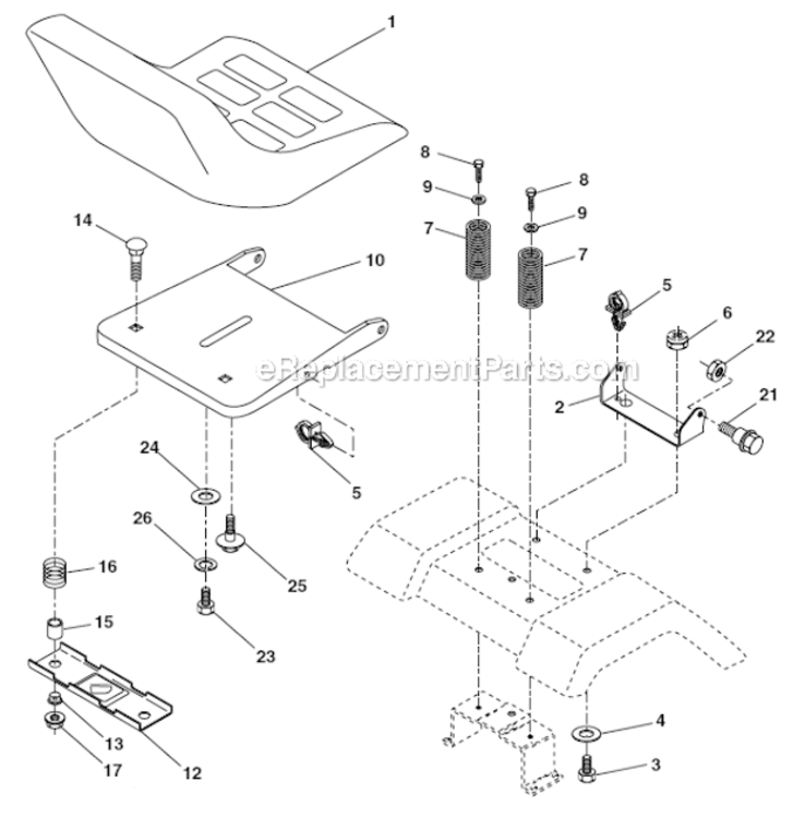Seat Diagram and Parts List for PO15538D  Poulan Lawn Tractor