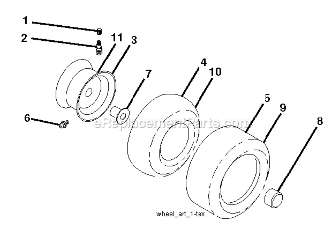 Wheels_Tires Diagram and Parts List for PO15542LT  Poulan Lawn Tractor
