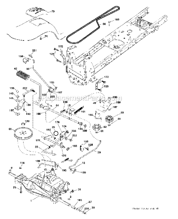 Drive Diagram and Parts List for PO15542LT  Poulan Lawn Tractor