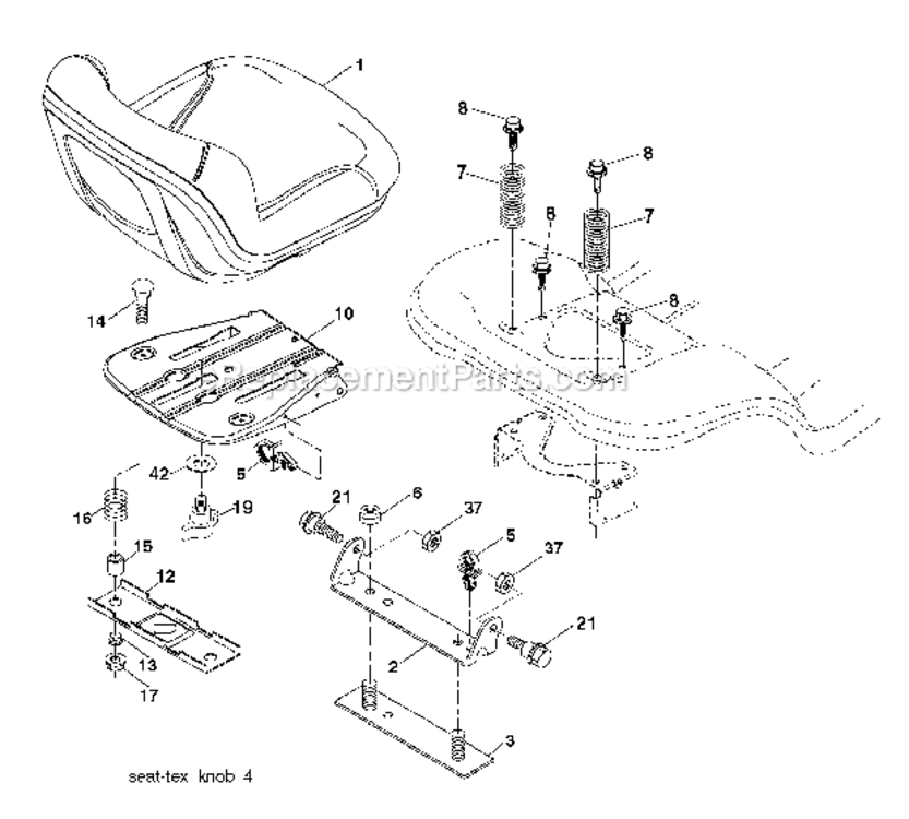 Seat Diagram and Parts List for PO15542LT  Poulan Lawn Tractor