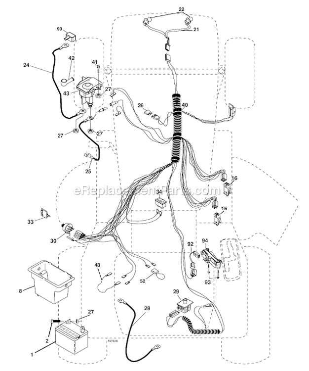 Electrical Diagram and Parts List for PO17542LT 96012006900 Poulan Lawn Tractor