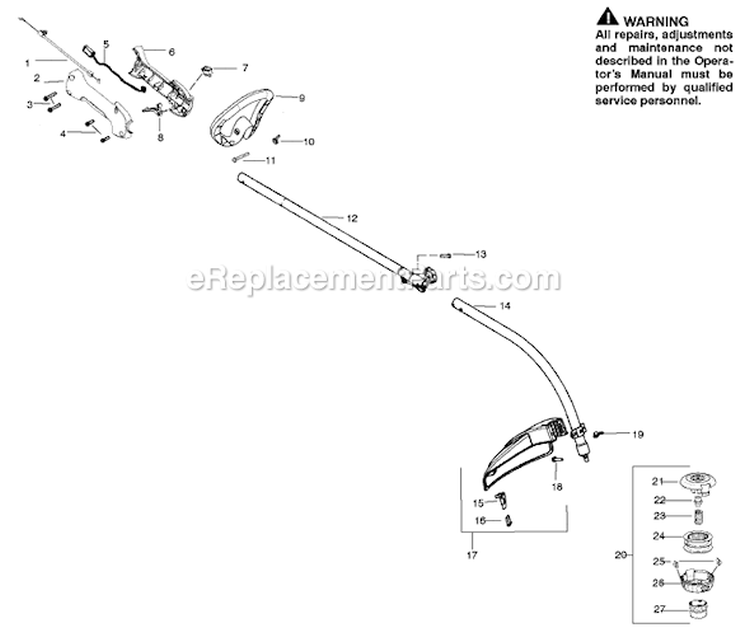 Page B Diagram and Parts List for PP025  Poulan Trimmer