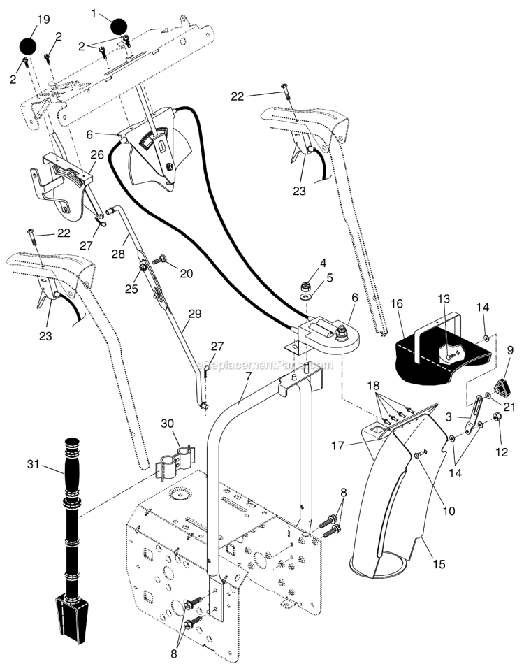 Page B Diagram and Parts List for PP10530ES  Poulan Snow Blower