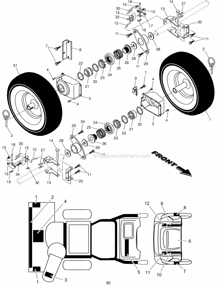 Page F Diagram and Parts List for PP10530ES  Poulan Snow Blower