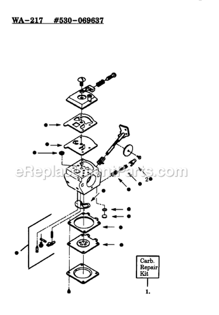 Page B Diagram and Parts List for PP111  Poulan Trimmer