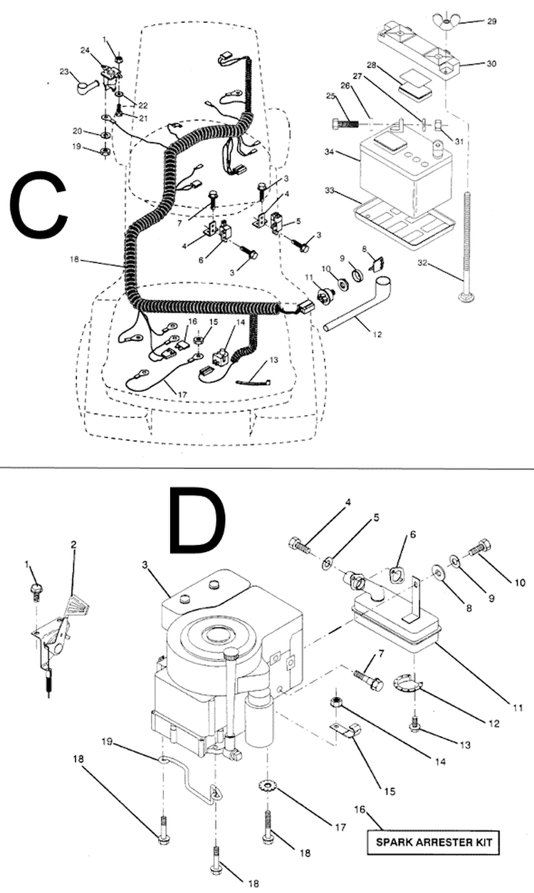 Page B Diagram and Parts List for PP1136A  Poulan Lawn Tractor