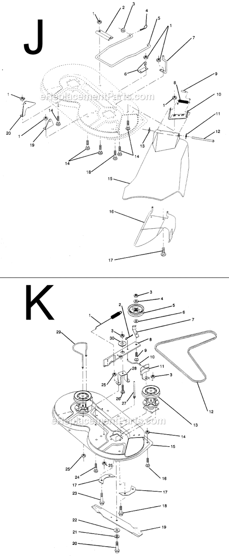 Page E Diagram and Parts List for PP1136A  Poulan Lawn Tractor