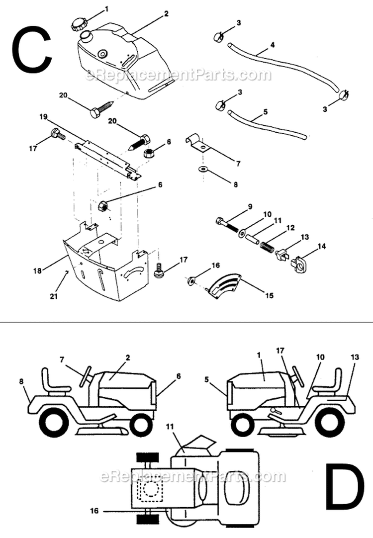 Page B Diagram and Parts List for PP1136JA  Poulan Lawn Tractor