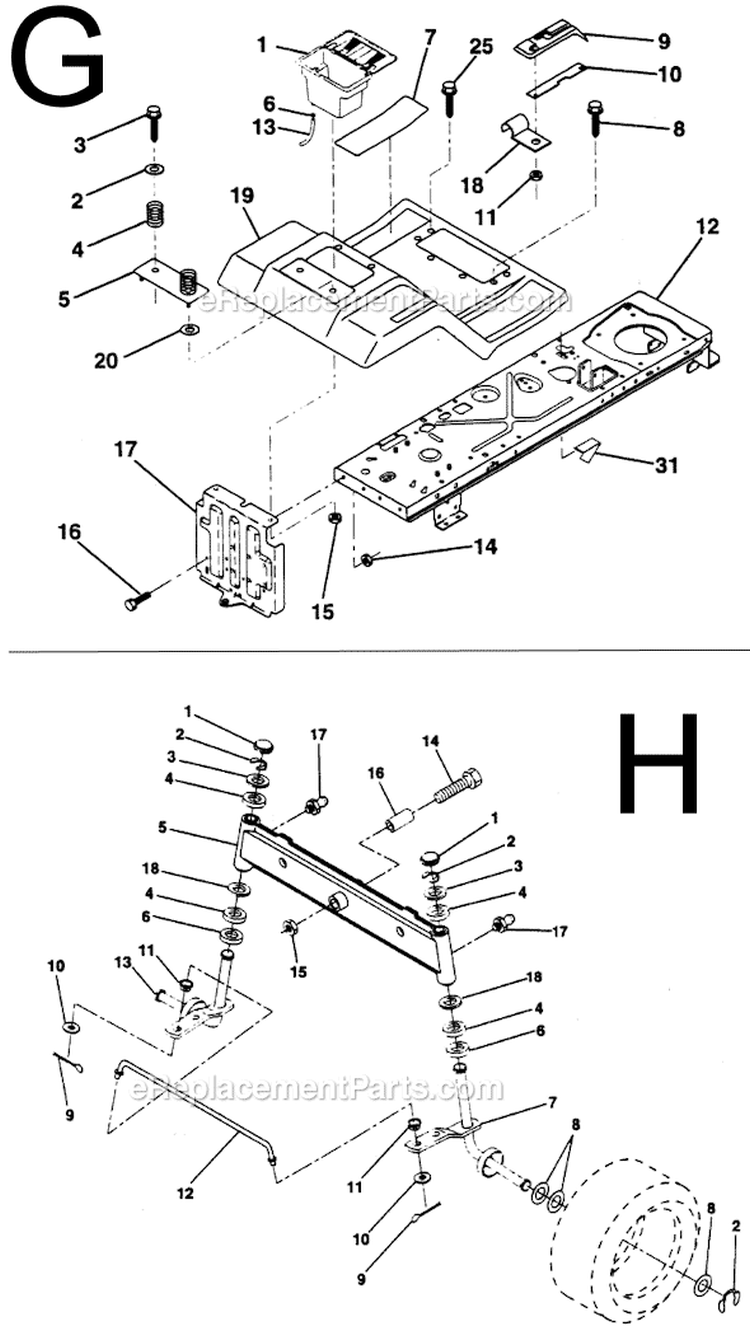 Page D Diagram and Parts List for PP1136JA  Poulan Lawn Tractor