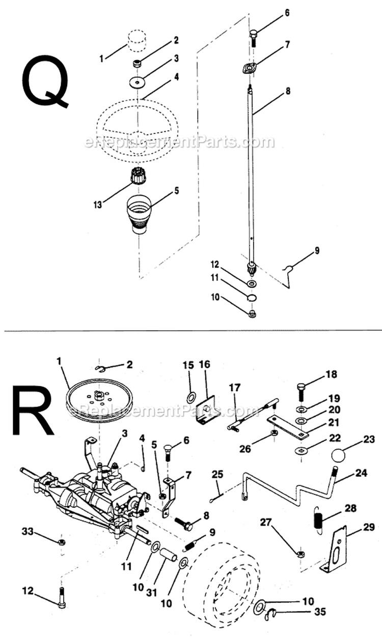 Page H Diagram and Parts List for PP1136JA  Poulan Lawn Tractor