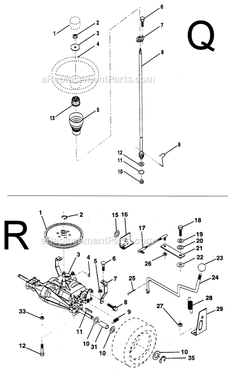Page H Diagram and Parts List for PP1136J  Poulan Lawn Tractor