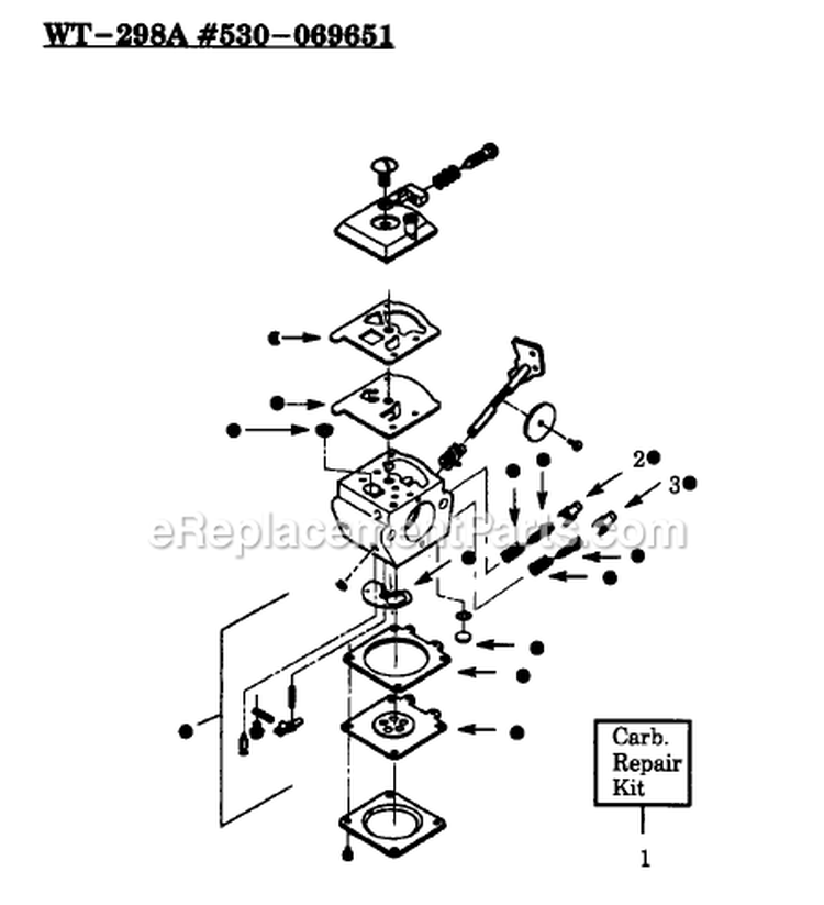 Page B Diagram and Parts List for PP114  Poulan Trimmer