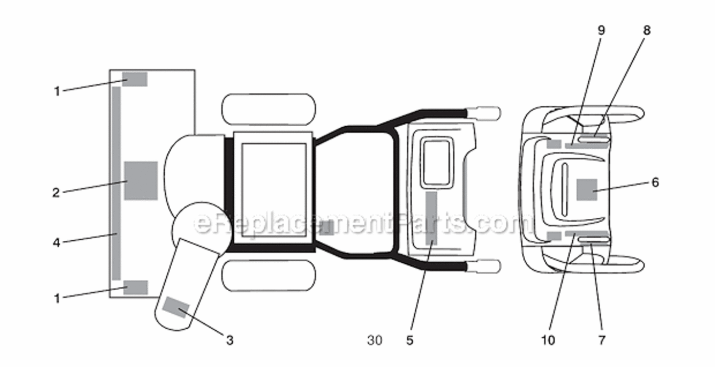 Decals Diagram and Parts List for PP11530ES 96192001901 Poulan Snow Blower
