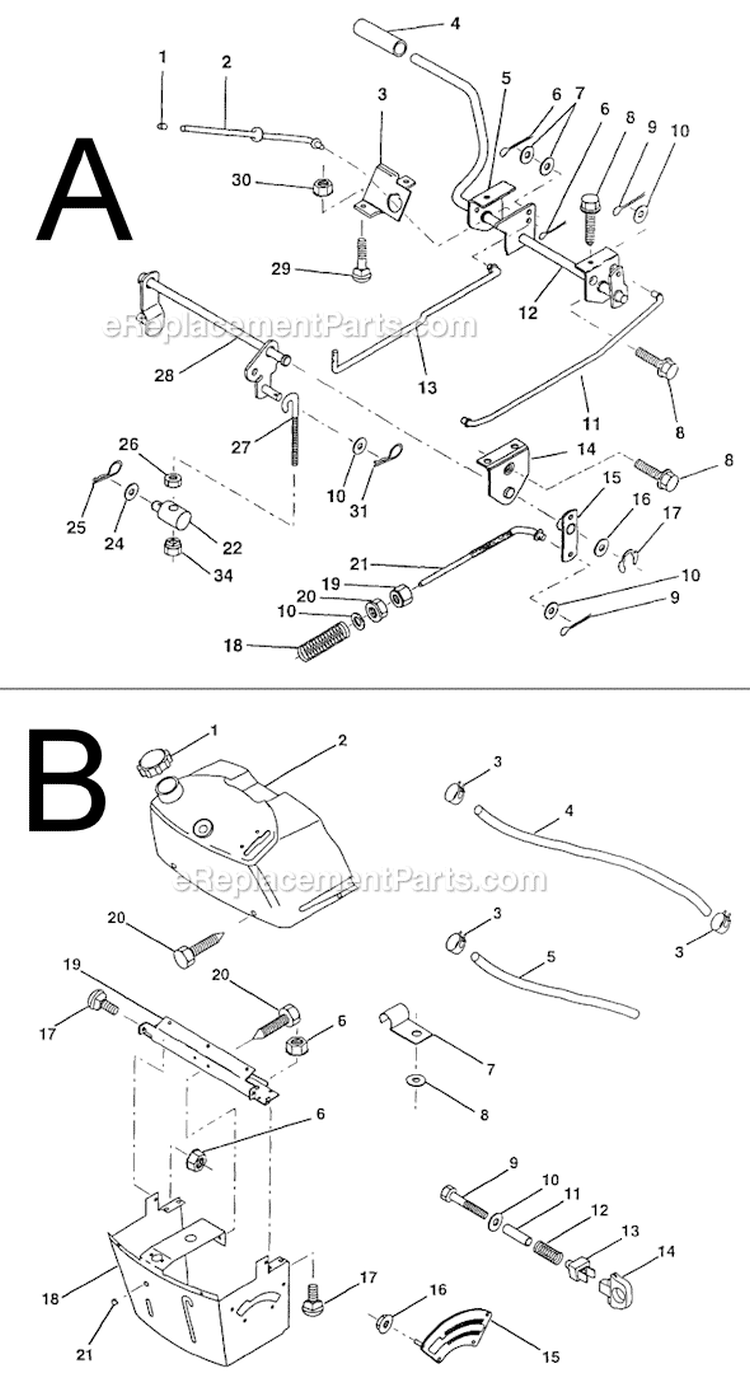Page A Diagram and Parts List for PP11536A  Poulan Lawn Tractor