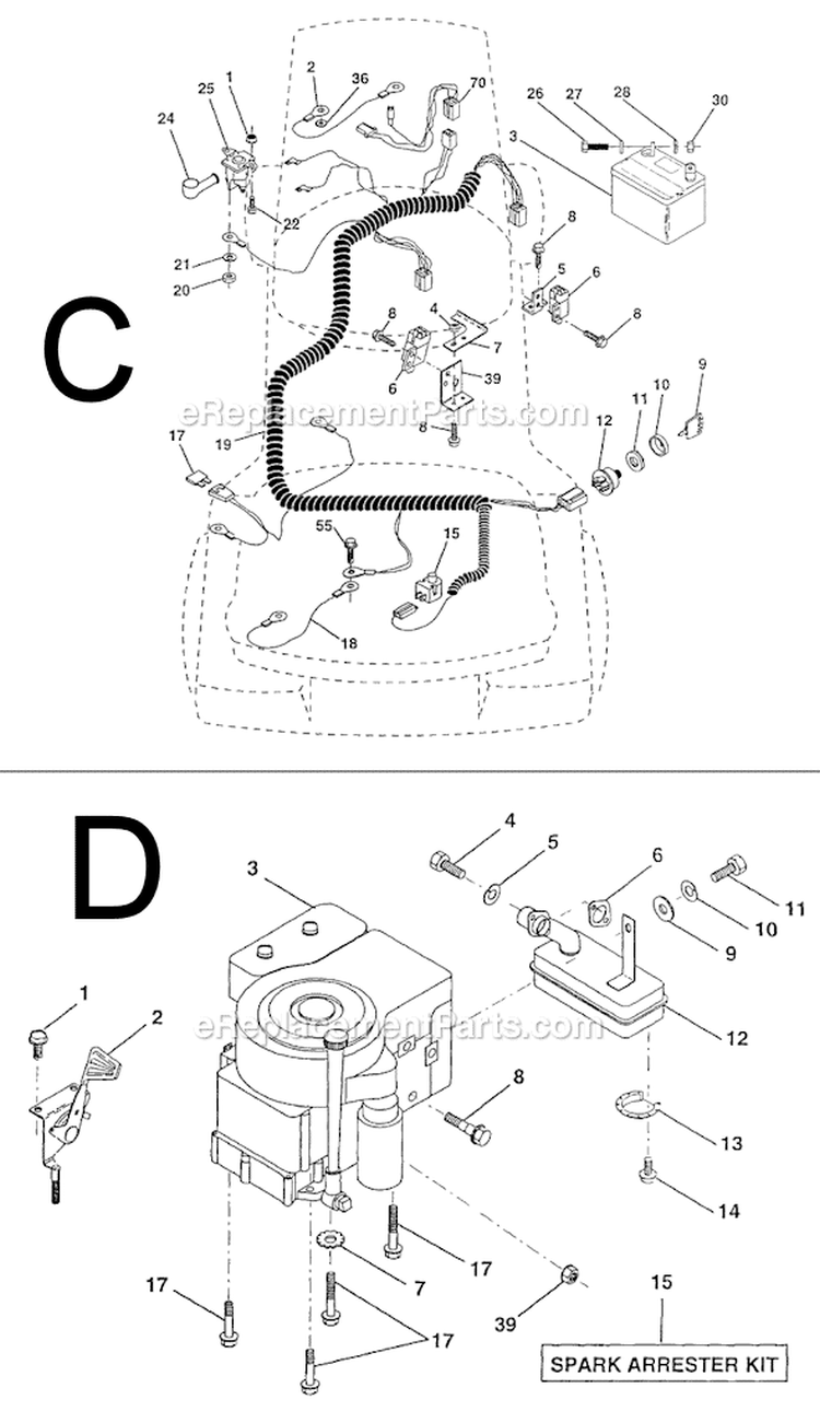 Page B Diagram and Parts List for PP11536A  Poulan Lawn Tractor