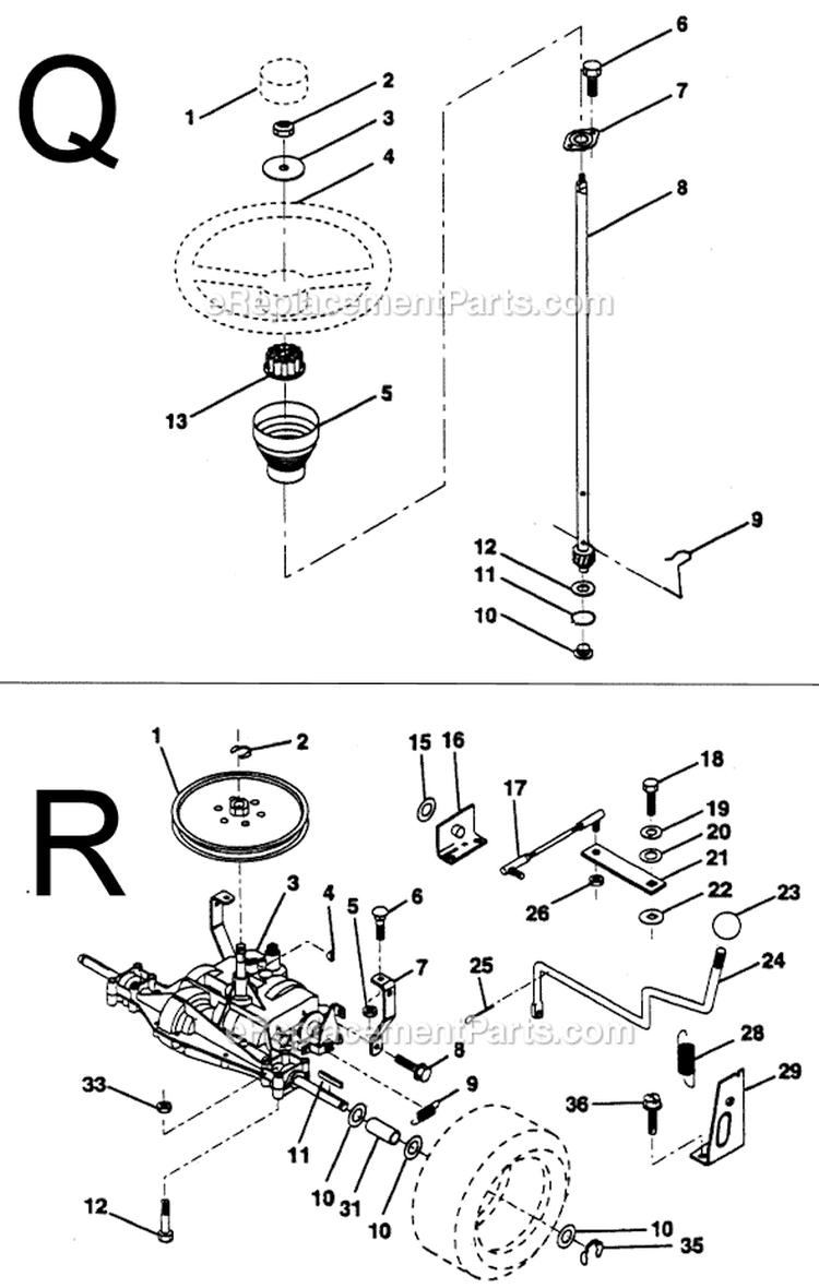 Page H Diagram and Parts List for PP11536K  Poulan Lawn Tractor