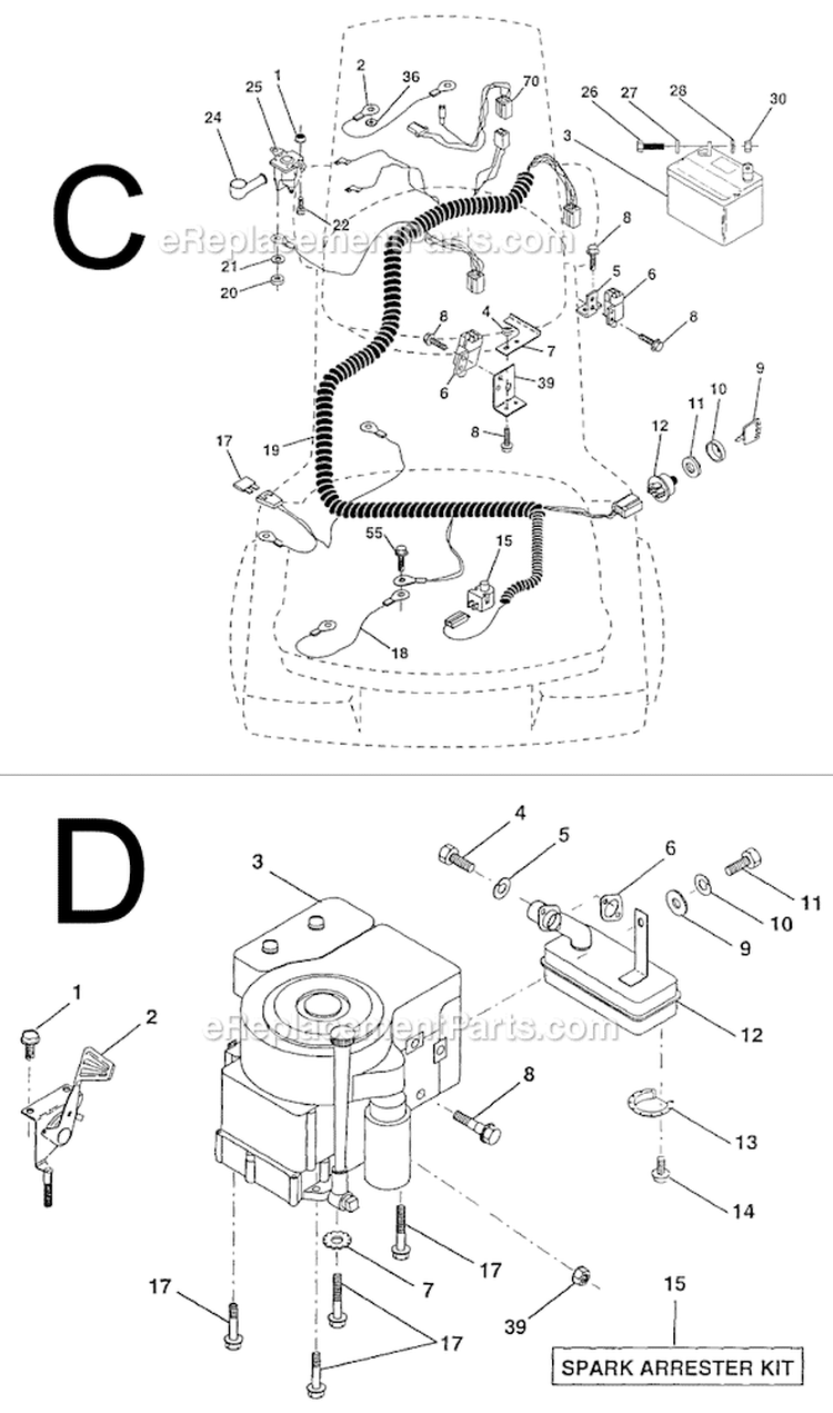 Page B Diagram and Parts List for PP11536  Poulan Lawn Tractor