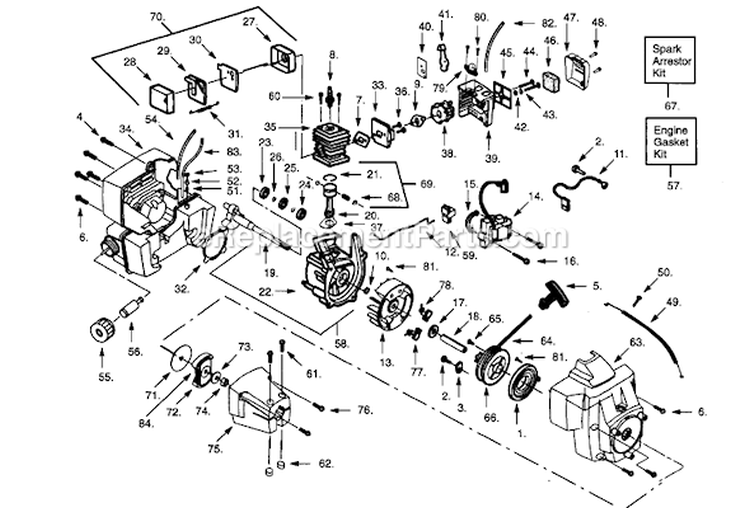 Page D Diagram and Parts List for PP115  Poulan Trimmer